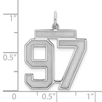 Sterling Silver Rhodium-plated Satin Number 97 Charm view 3