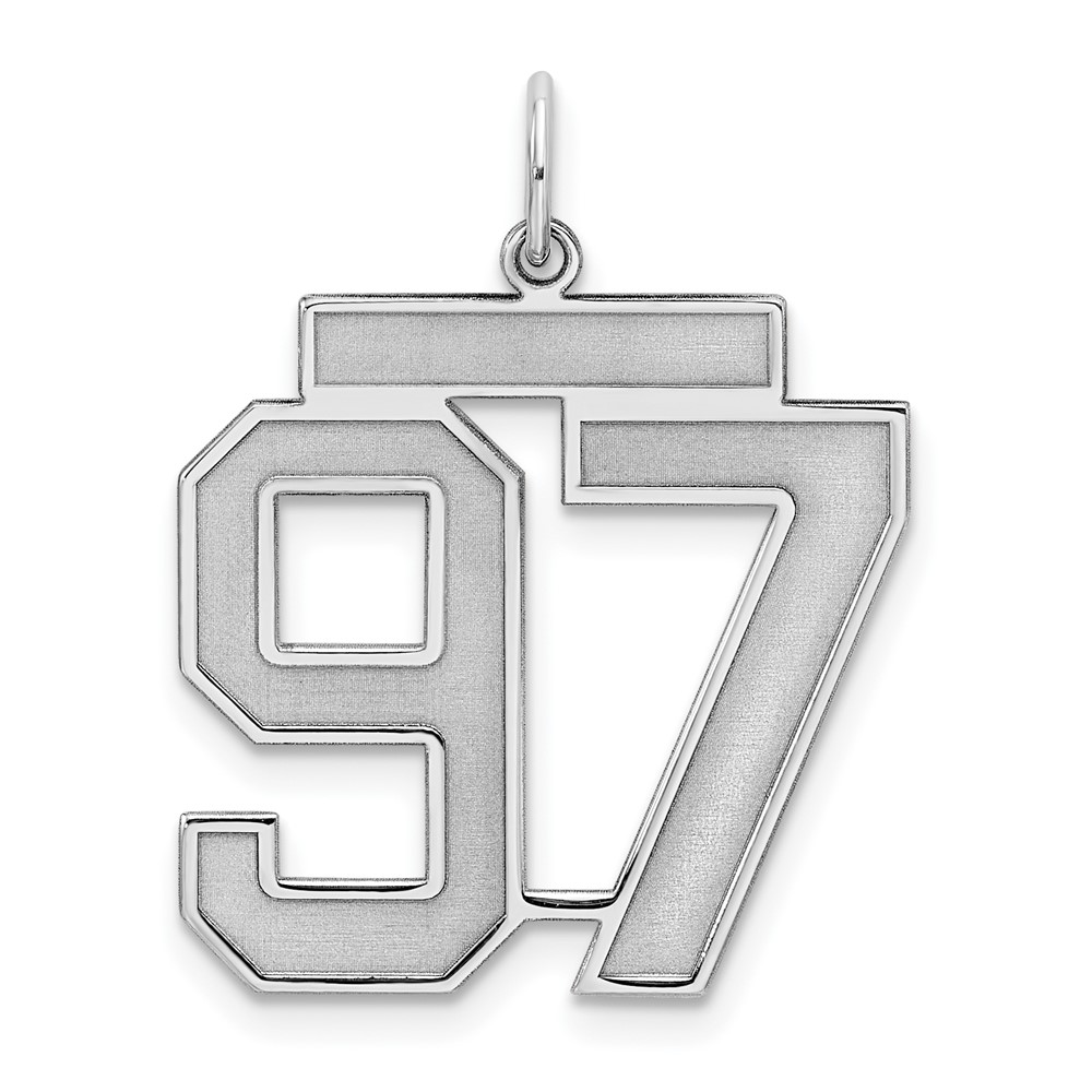 Sterling Silver Rhodium-plated Satin Number 97 Charm