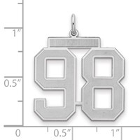 Sterling Silver Rhodium-plated Satin Number 98 Charm view 2