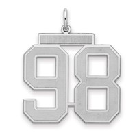 Sterling Silver Rhodium-plated Satin Number 98 Charm view 1