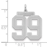 Sterling Silver Rhodium-plated Satin Number 99 Charm view 2