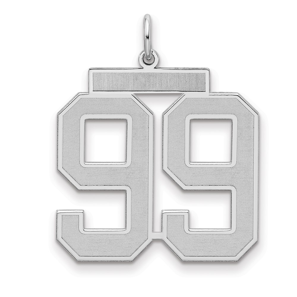 Sterling Silver Rhodium-plated Satin Number 99 Charm