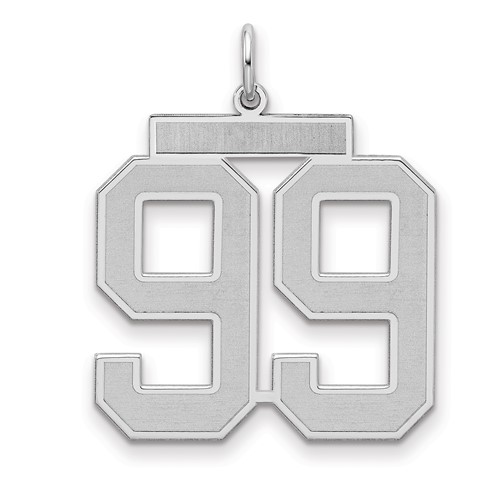 Sterling Silver Rhodium-plated Satin Number 99 Charm