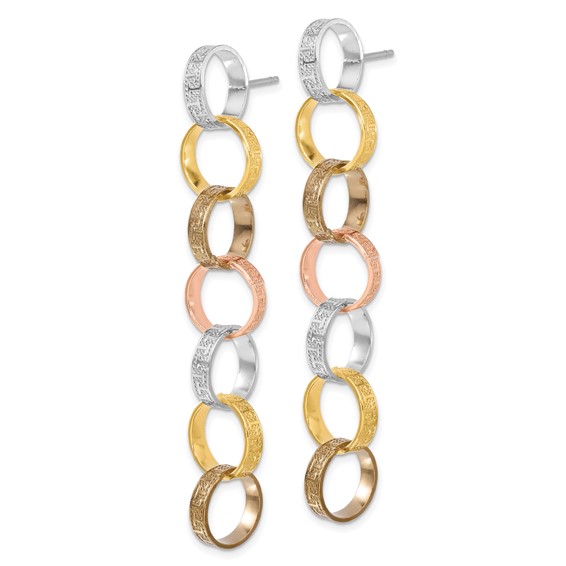 Sterling Silver Quad Colored Greek Key Circle Dangle Earrings