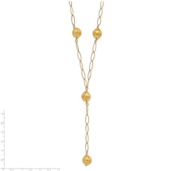 Sterling Silver Gold-tone Rhodium Textured Clover Bead Drop Necklace
