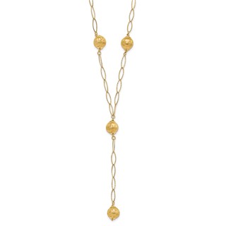 Sterling Silver Gold-tone Rhodium Textured Clover Bead Drop Necklace