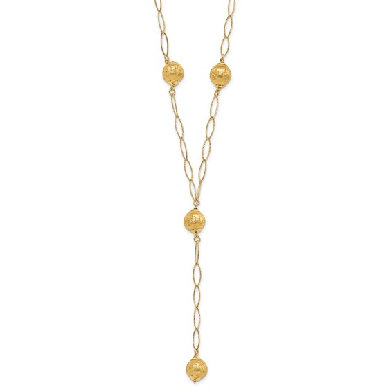 Sterling Silver Gold-tone Rhodium Textured Clover Bead Drop Necklace