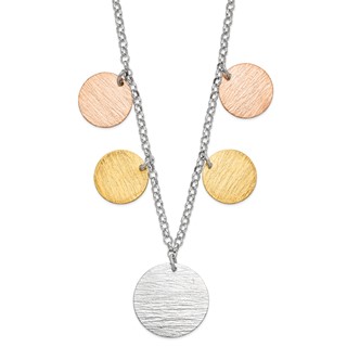Sterling Silver Gold/Rose-tone Rhodium Circle Disc Necklace