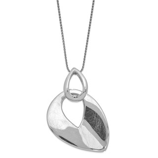 Sterling Silver Rhodium-plated Satin/Scratch Finish w/1in ext. Necklace