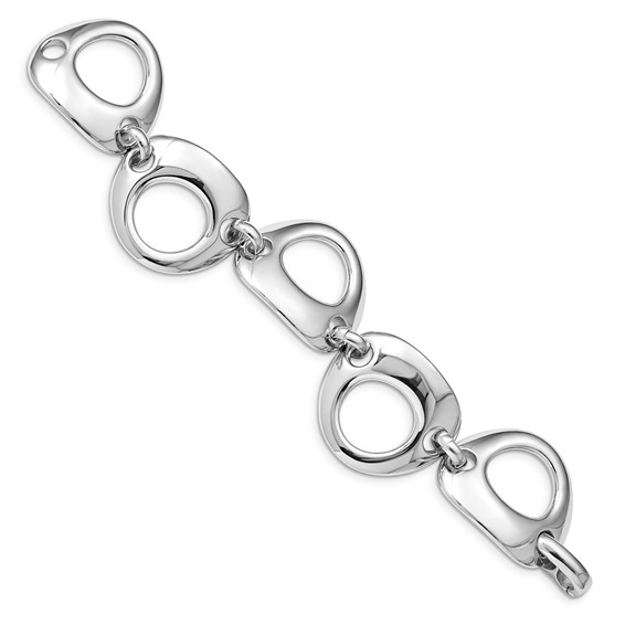 Sterling Silver Rhodium-plated Polished Links Bracelet