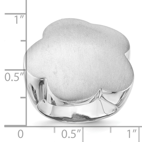 Sterling Silver Rhodium-plated Satin & Polished Flower Ring