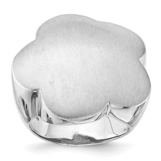 Sterling Silver Rhodium-plated Satin & Polished Flower Ring