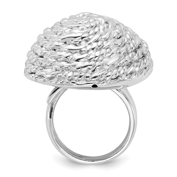 Sterling Silver and Rhodium Round Rope Circle Adjustable Ring