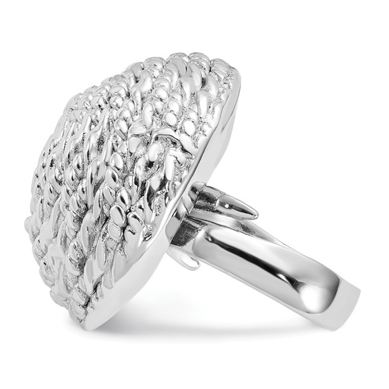 Sterling Silver and Rhodium Round Rope Circle Adjustable Ring