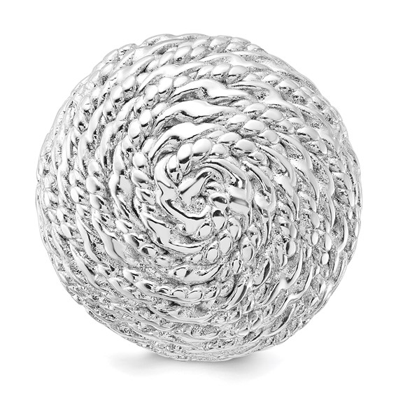 Sterling Silver and Rhodium Round Rope Circle Adjustable Ring