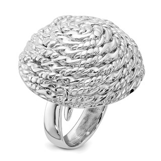 Sterling Silver and Rhodium Round Rope Circle Adjustable Ring