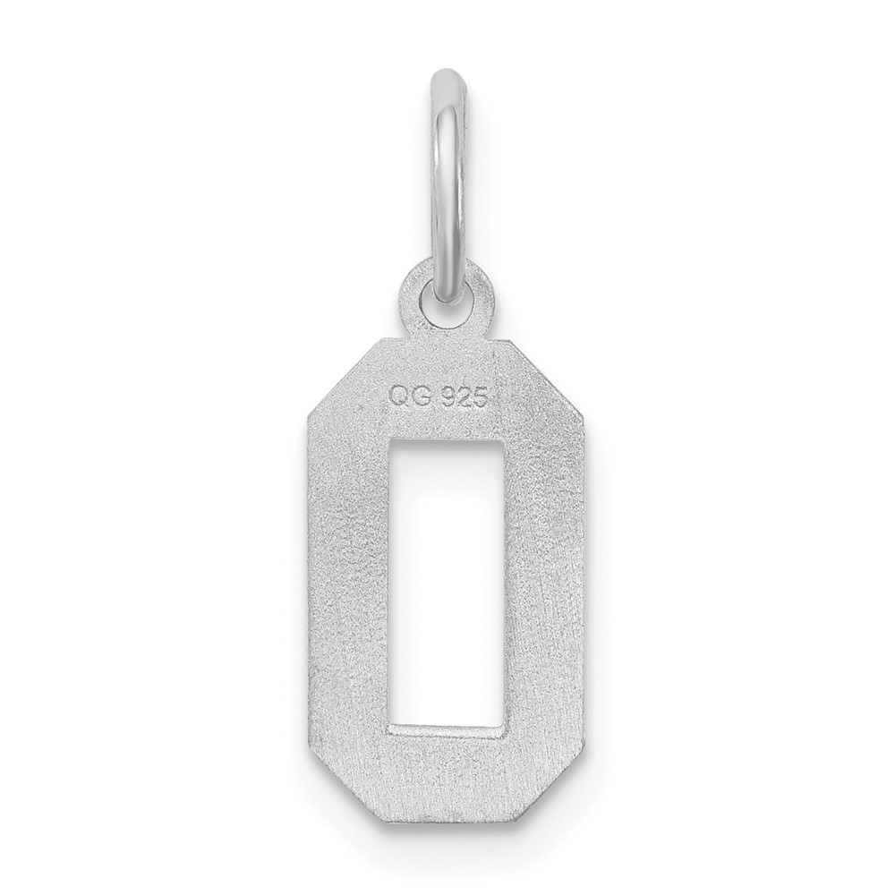 Sterling Silver/Rhodium-plated Satin Number 0 Charm (QPS00)