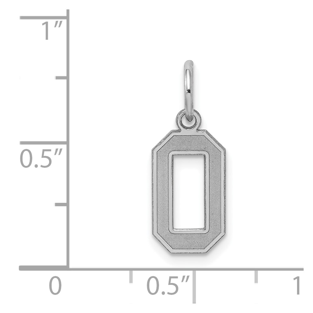 Sterling Silver/Rhodium-plated Satin Number 0 Charm (QPS00)