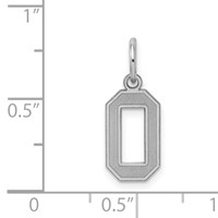Sterling Silver Rhodium-plated Satin Number 0 Charm view 3