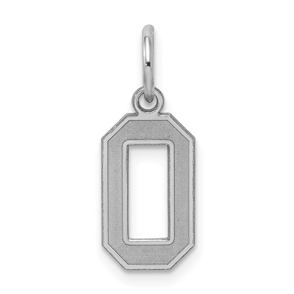 Sterling Silver Rhodium-plated Satin Number 0 Charm