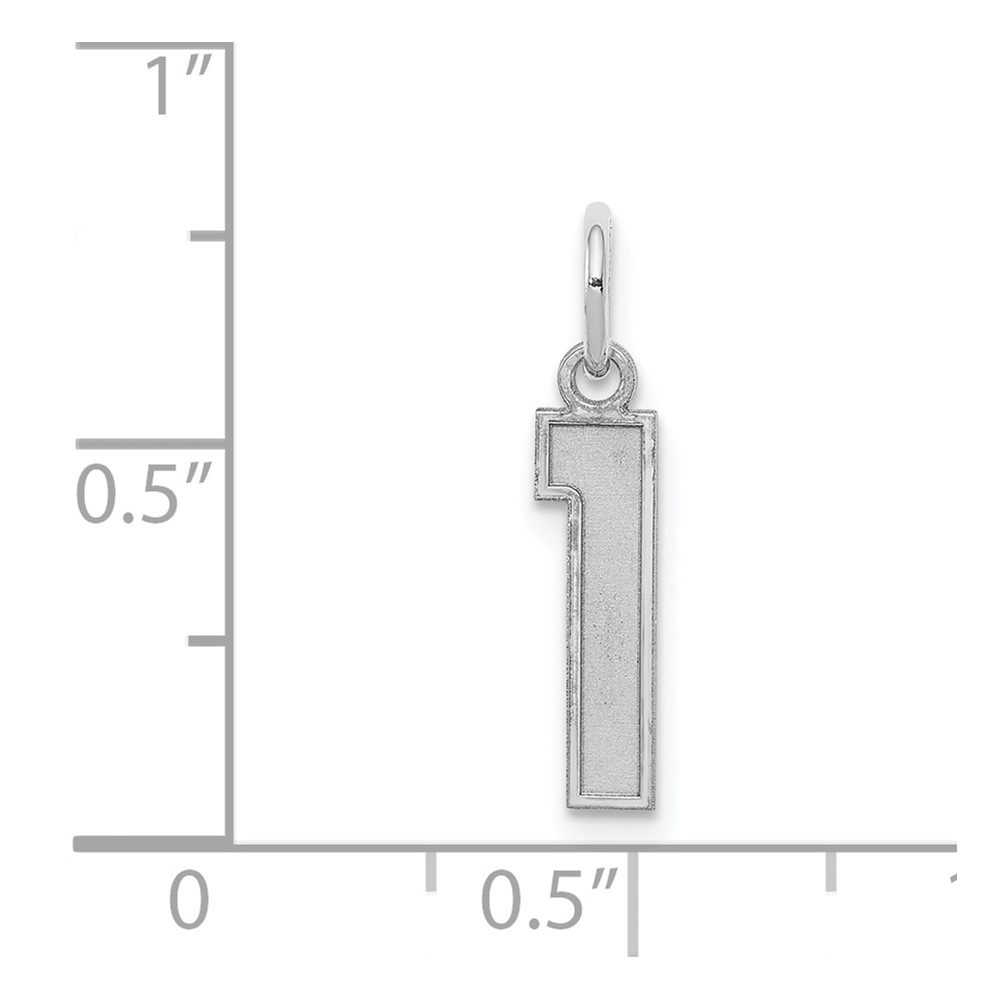 Sterling Silver/Rhodium-plated Satin Number 1 Charm (QPS01)