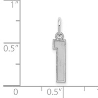 Sterling Silver Rhodium-plated Satin Number 1 Charm view 3