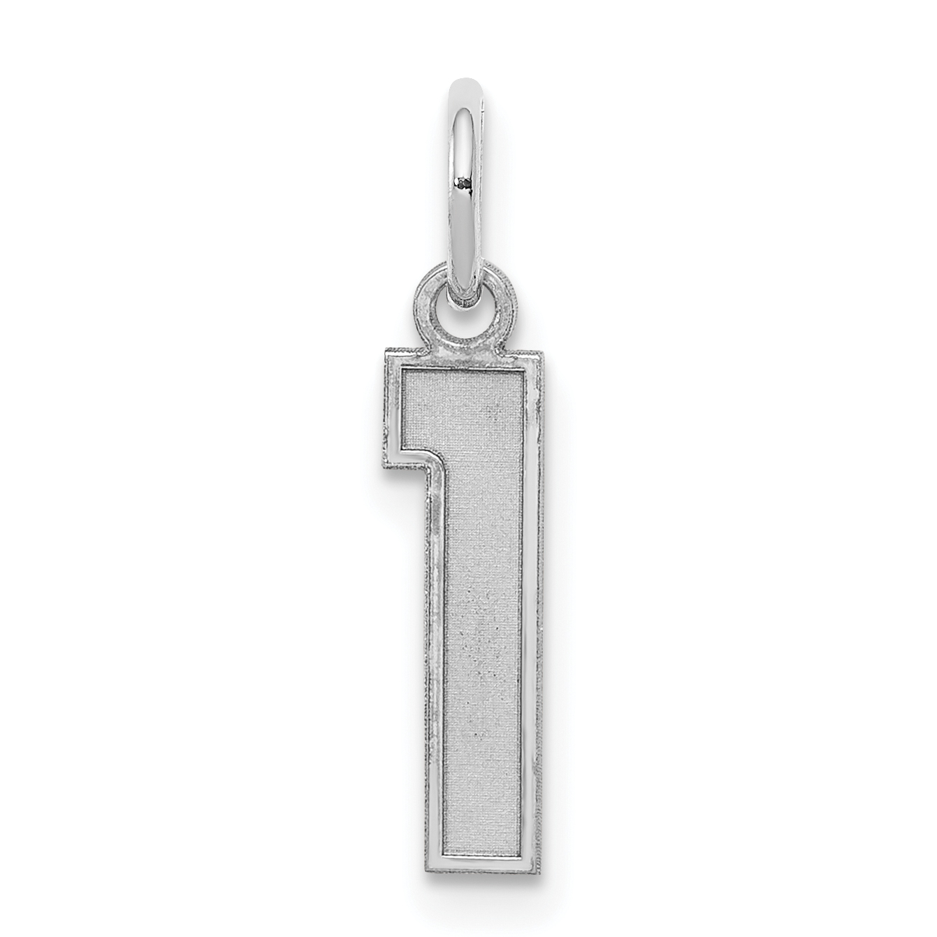 Sterling Silver/Rhodium-plated Satin Number 1 Charm (QPS01)