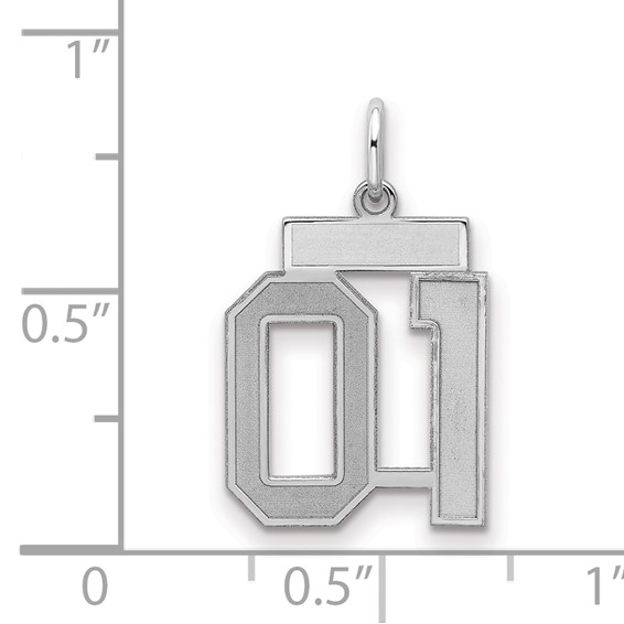 Sterling Silver Small Satin Number 1 W/Top