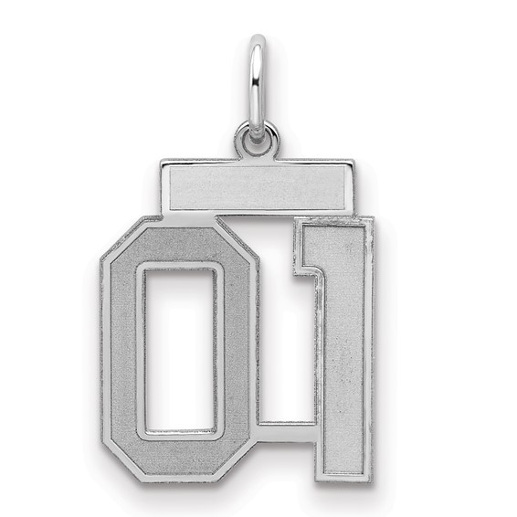 Sterling Silver Small Satin Number 1 W/Top