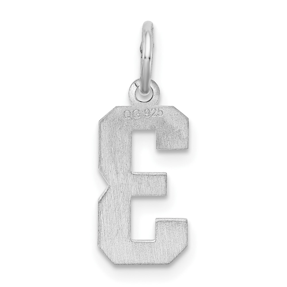 Sterling Silver/Rhodium-plated Satin Number 3 Charm (QPS03)