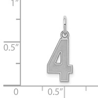 Sterling Silver Rhodium-plated Satin Number 4 Charm view 3