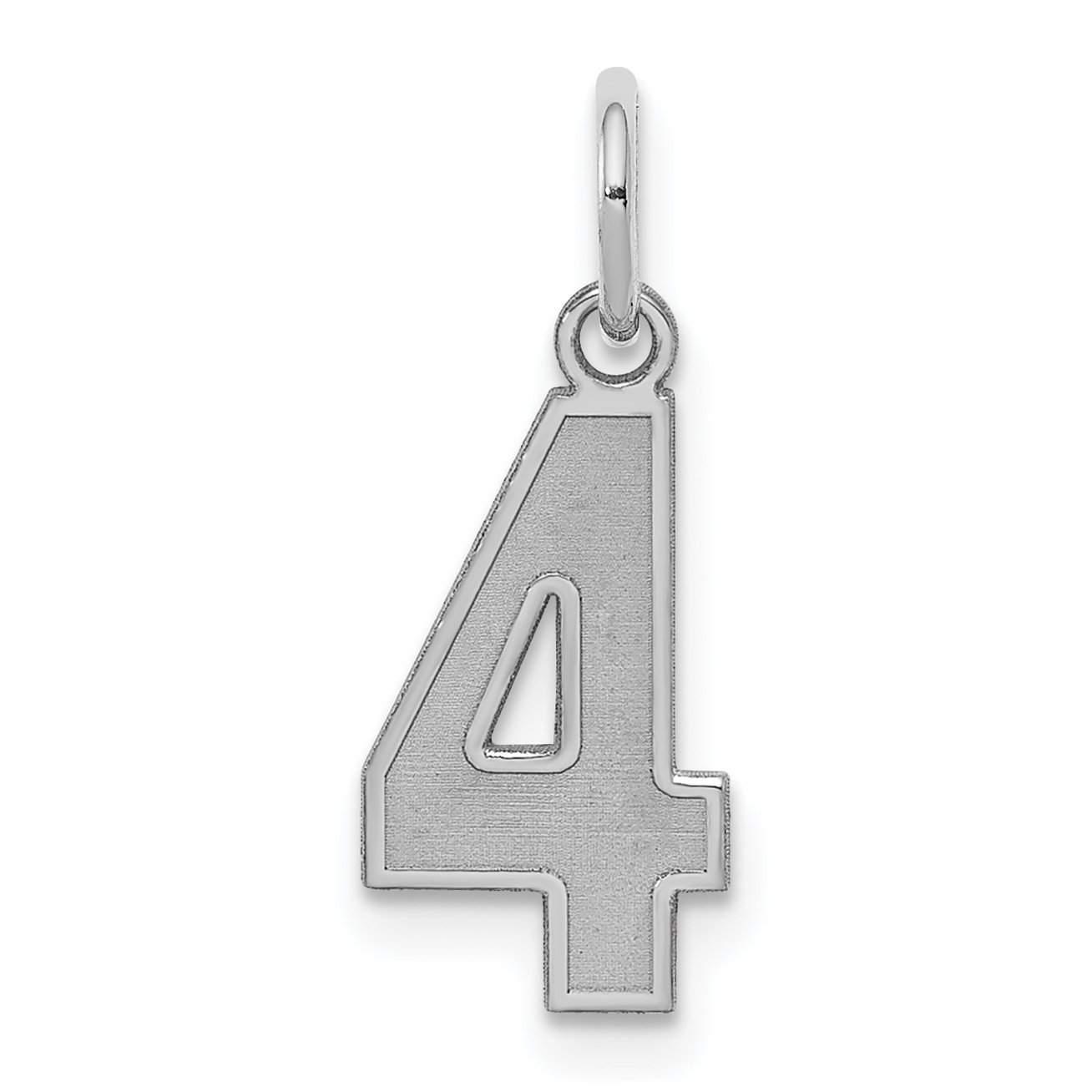Sterling Silver/Rhodium-plated Satin Number 4 Charm (QPS04)
