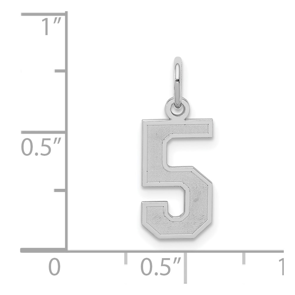 Sterling Silver/Rhodium-plated Satin Number 5 Charm (QPS05)