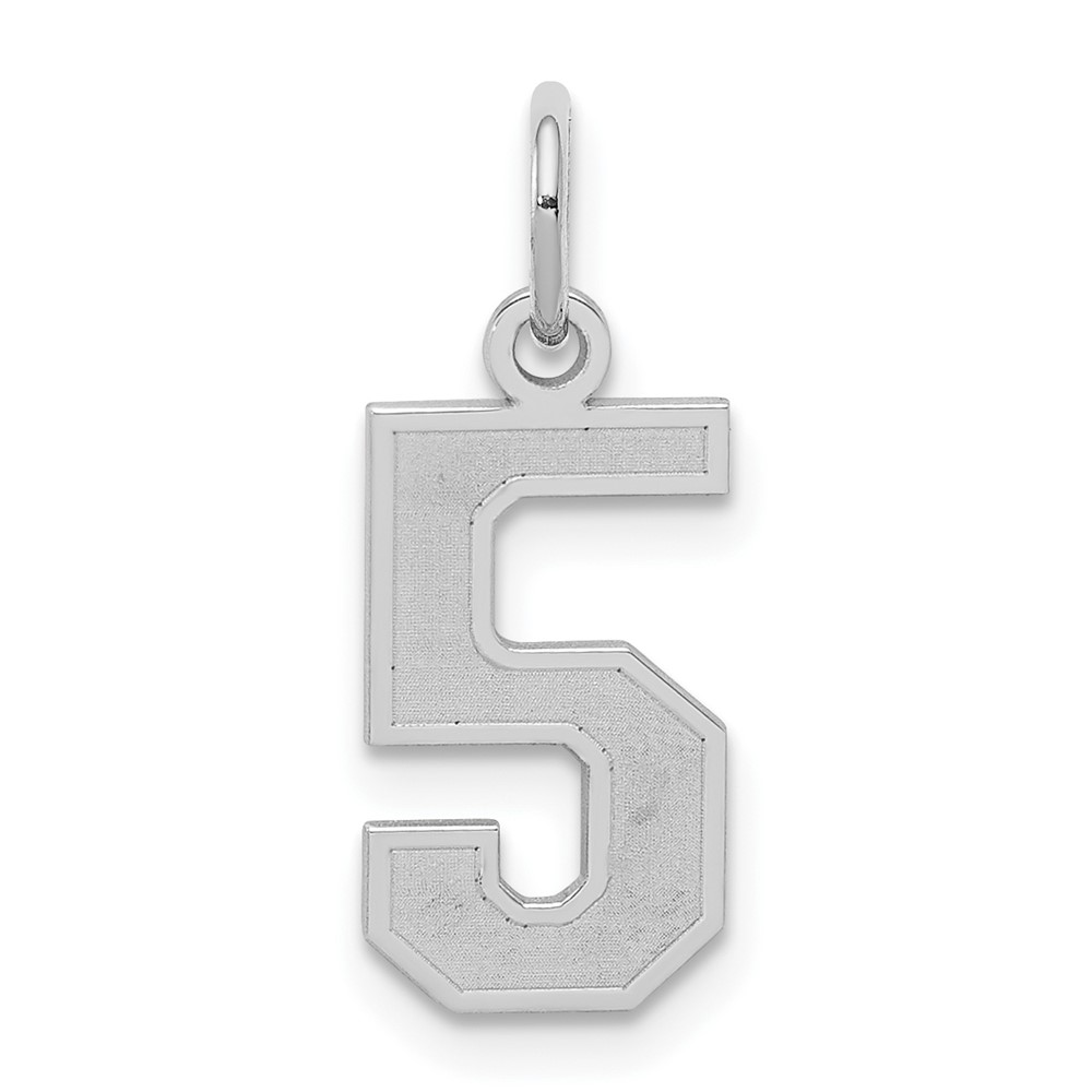 Sterling Silver/Rhodium-plated Satin Number 5 Charm (QPS05)
