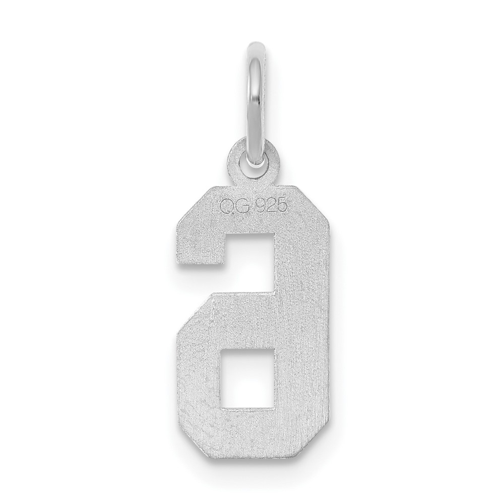 Sterling Silver/Rhodium-plated Satin Number 6 Charm (QPS06)