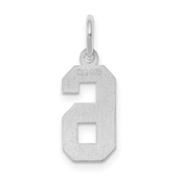 Sterling Silver Rhodium-plated Satin Number 6 Charm view 4