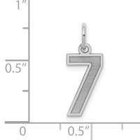 Sterling Silver Rhodium-plated Satin Number 7 Charm view 3