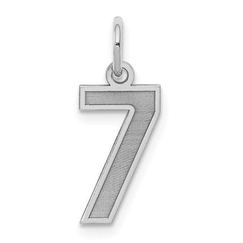 Sterling Silver Rhodium-plated Satin Number 7 Charm