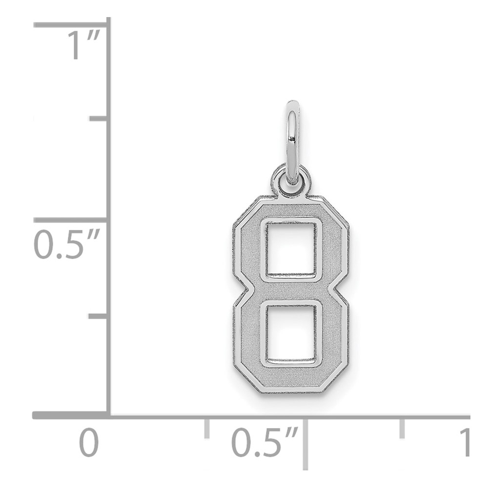 Sterling Silver/Rhodium-plated Satin Number 8 Charm (QPS08)