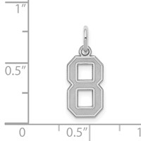 Sterling Silver Rhodium-plated Satin Number 8 Charm view 3