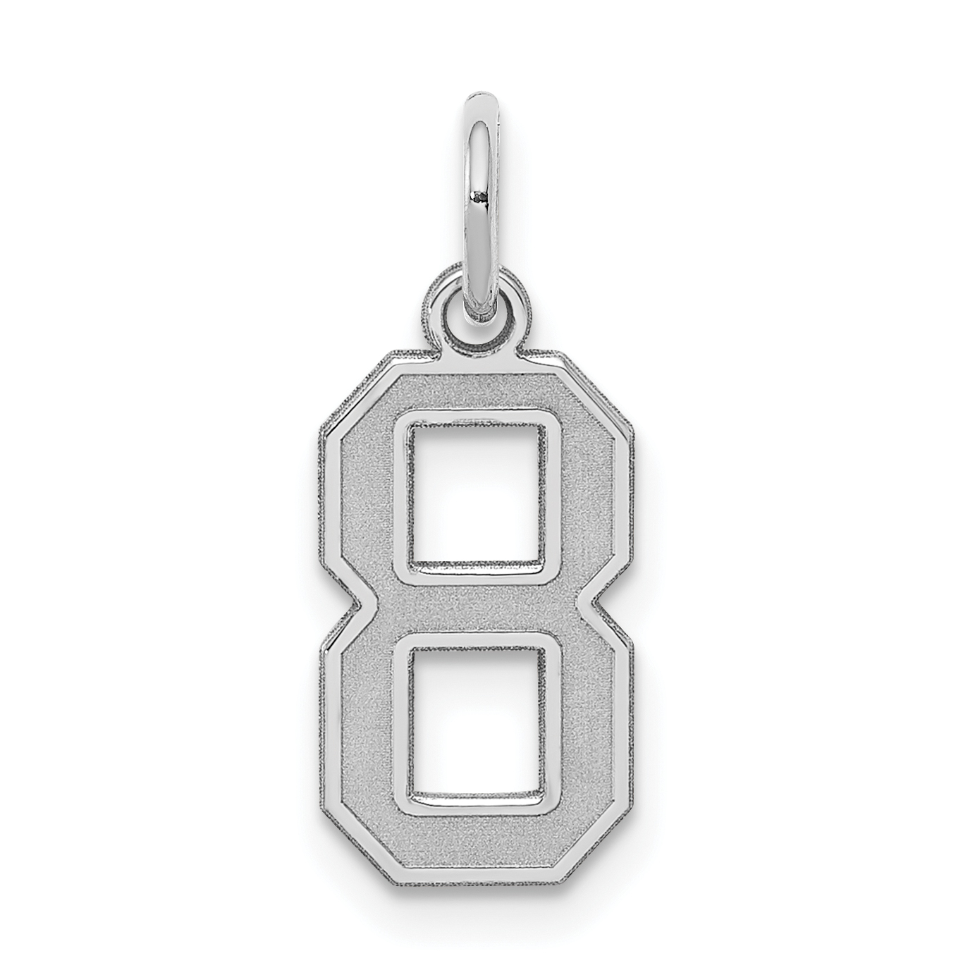 Sterling Silver/Rhodium-plated Satin Number 8 Charm (QPS08)
