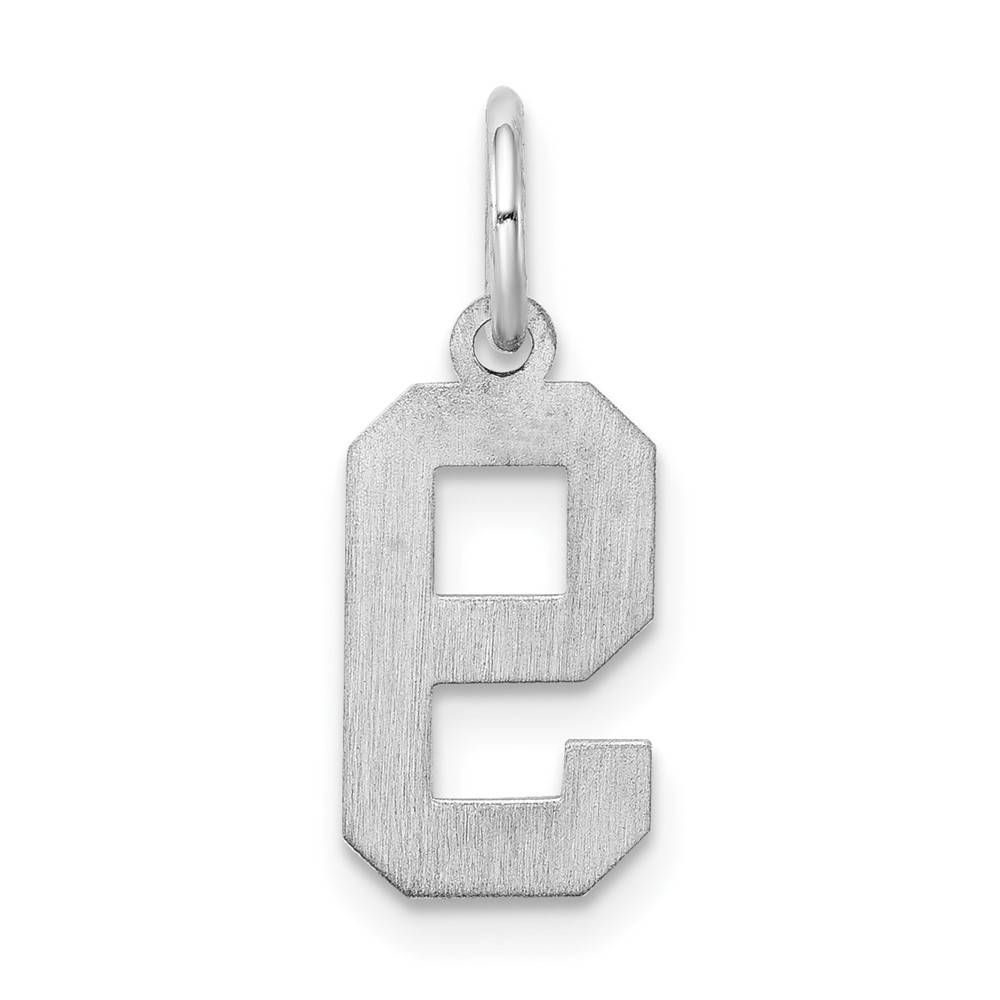 Sterling Silver/Rhodium-plated Satin Number 9 Charm (QPS09)