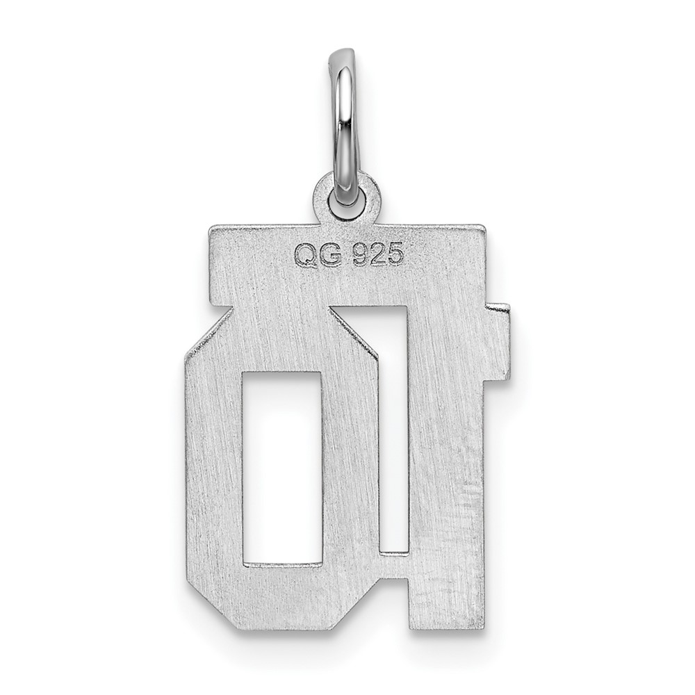 Sterling Silver/Rhodium-plated Satin Number 10 Charm (QPS10)