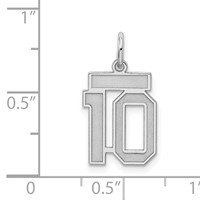 Sterling Silver Rhodium-plated Satin Number 10 Charm view 3
