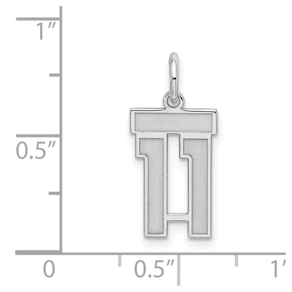 Sterling Silver/Rhodium-plated Satin Number 11 Charm (QPS11)