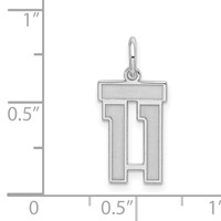 Sterling Silver Rhodium-plated Satin Number 11 Charm view 3