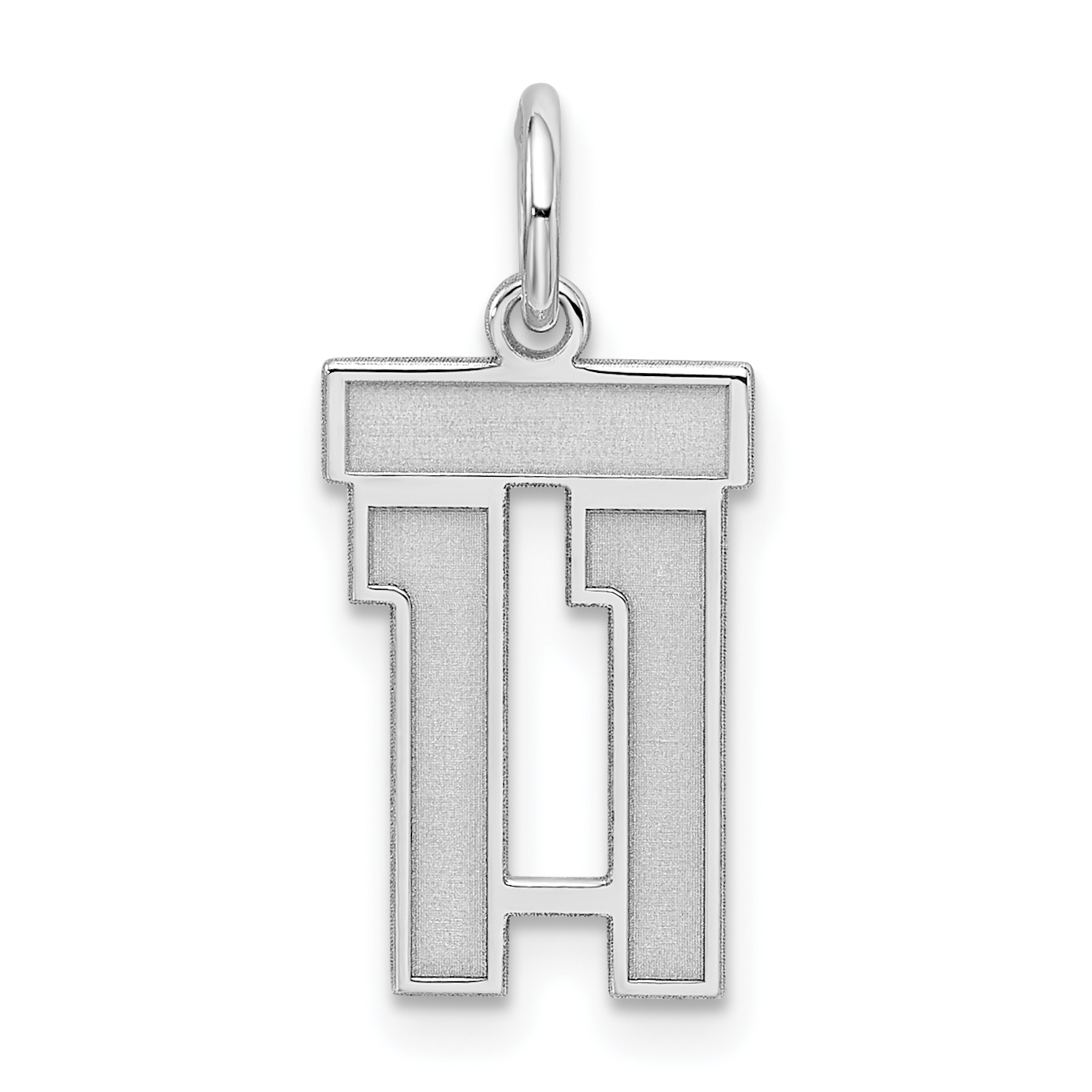 Sterling Silver/Rhodium-plated Satin Number 11 Charm (QPS11)