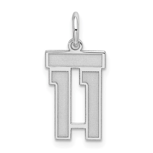 Sterling Silver Rhodium-plated Satin Number 11 Charm