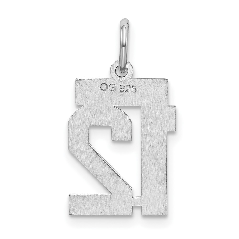 Sterling Silver/Rhodium-plated Satin Number 12 Charm (QPS12)