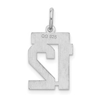 Sterling Silver Rhodium-plated Satin Number 12 Charm view 4